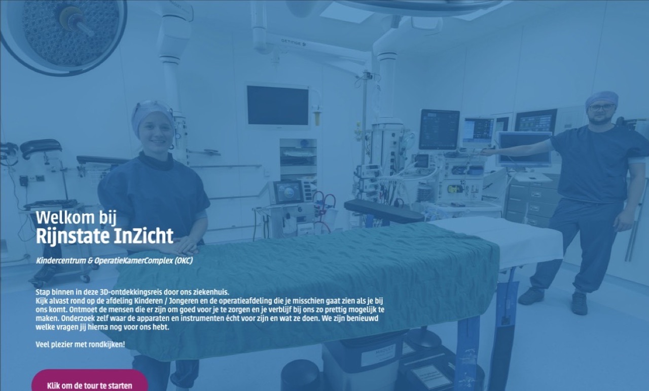 Rijnstate InZicht opening screen / startscherm voor virtuele voorbereiding