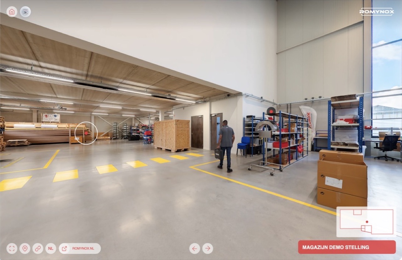 Magazijn en demonstratiestellingen in de interactieve ROMYNOX-tour