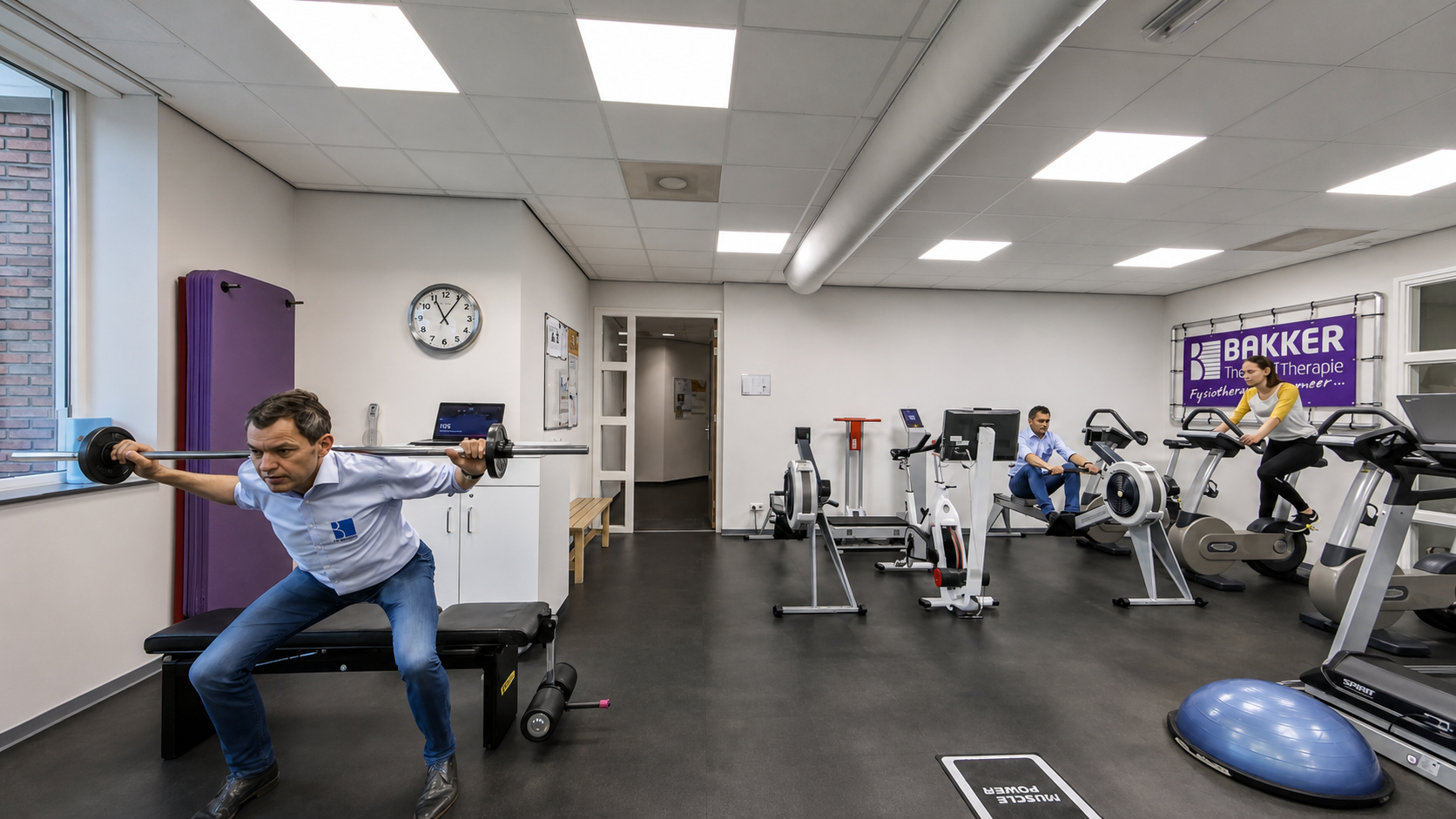 Trainingsruimte van Bakker Training in Stiens met fitnessapparatuur