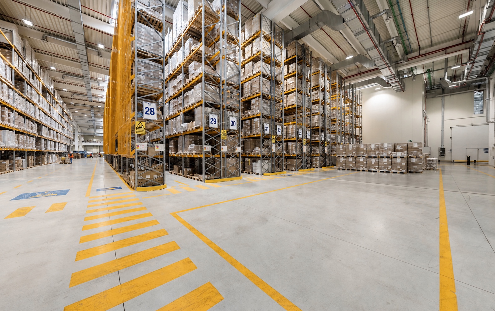 Magazijn met hoge stellingen bij UPS Healthcare in Somaglia